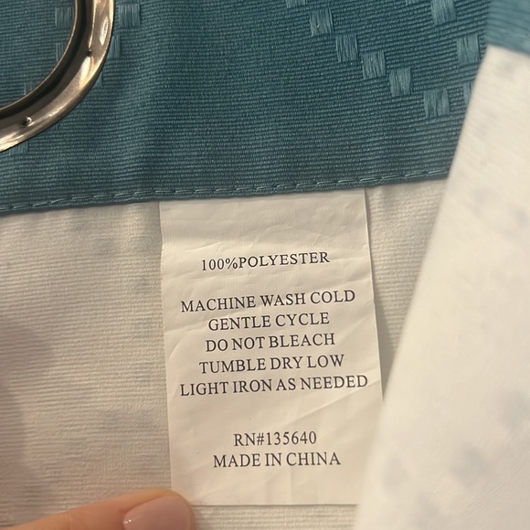 Teal Curtain Panel Set of 2  37”x106.5” - Picture 2 of 6